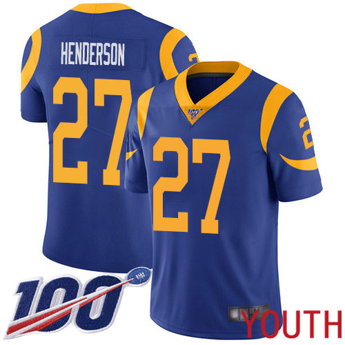 Los Angeles Rams Limited Royal Blue Youth Darrell Henderson Alternate Jersey NFL Football #27 100th Season Vapor Untouchable->los angeles rams->NFL Jersey